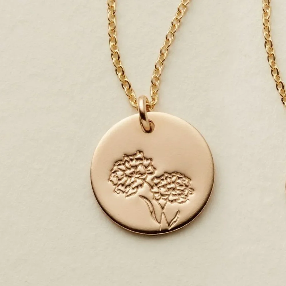 October Marigold Flower Cute Simple Charm Necklace